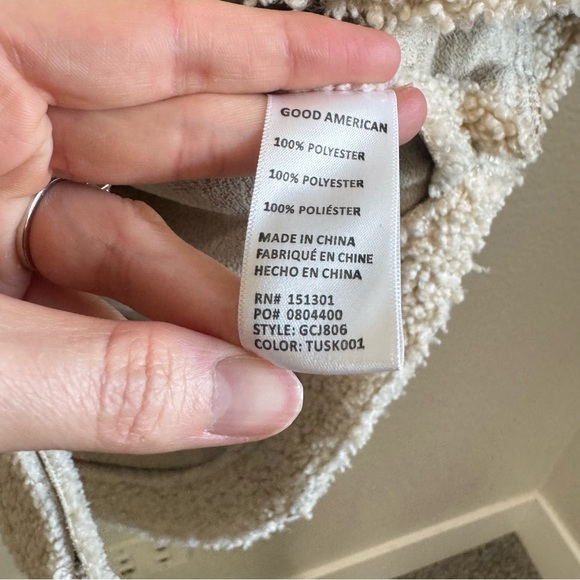 Good American Sherpa Teddy Fleece Shacket Oversized Jacket Cream Size 3/4 - Picture 6 of 10